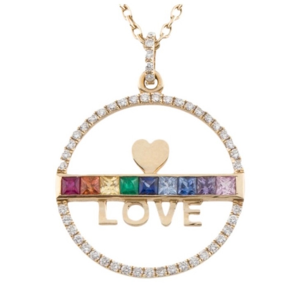 Sun and Roz Love Pendant Necklace Rainbow Gemstones